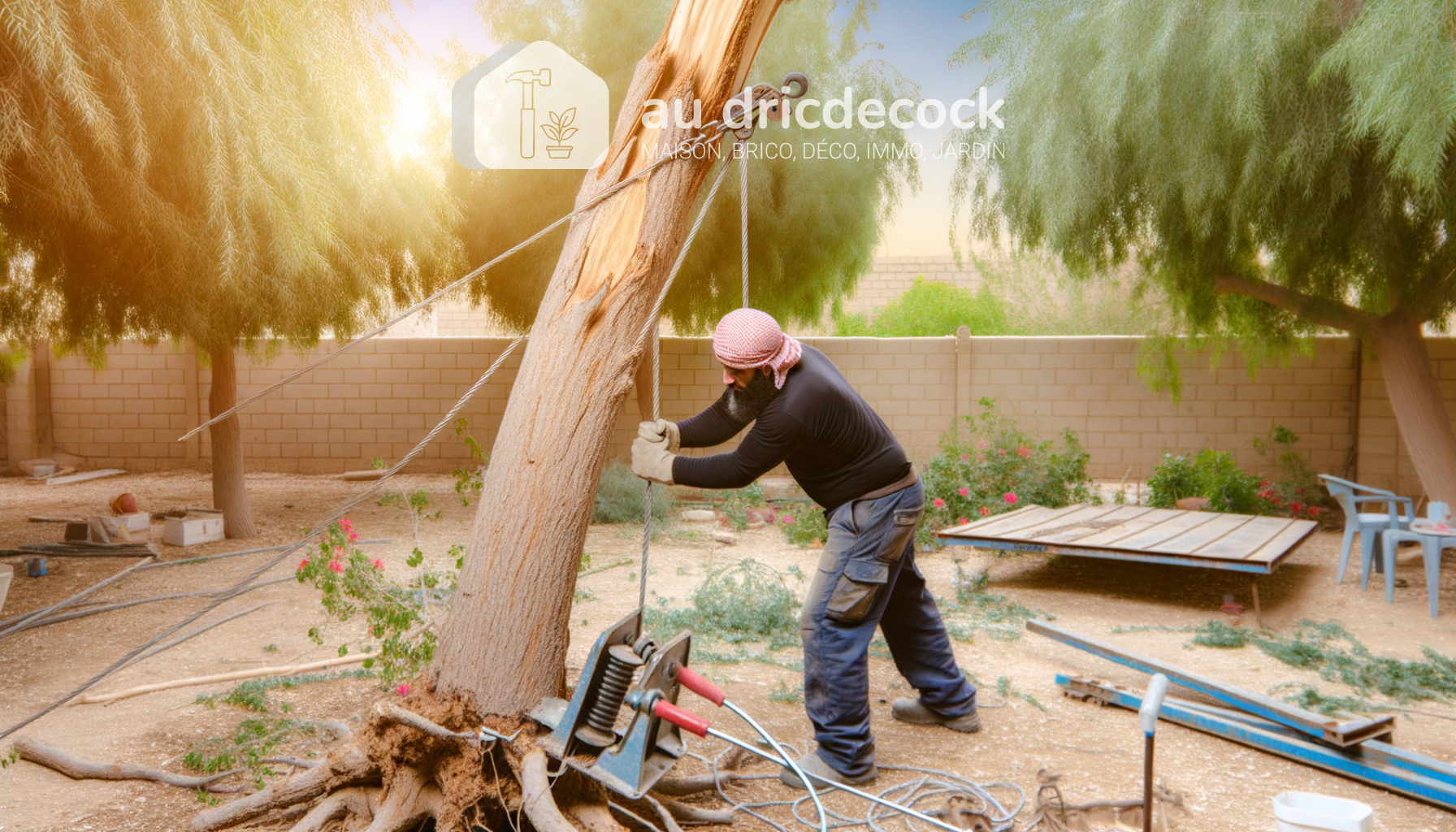 Redresser un arbre incliné avec un tirefort : le guide complet (et sans se faire mal au dos)